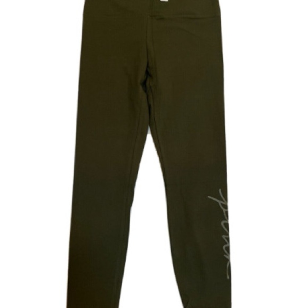 Green Ankle-Length Leggings with Elastic Waistband
